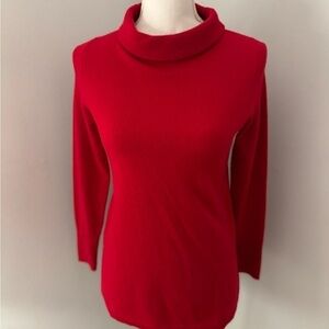 Talbots Size S Sweater small turtle Neck Pure Cashmere Tunic Pull Over Red